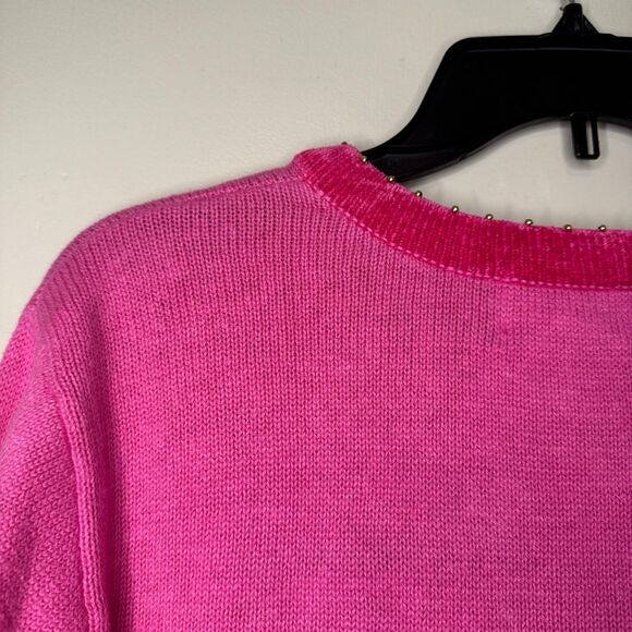 NEW QUACKER FACTORY woman's size medium M Christmas beaded bling snowman sweater - Picture 6 of 12